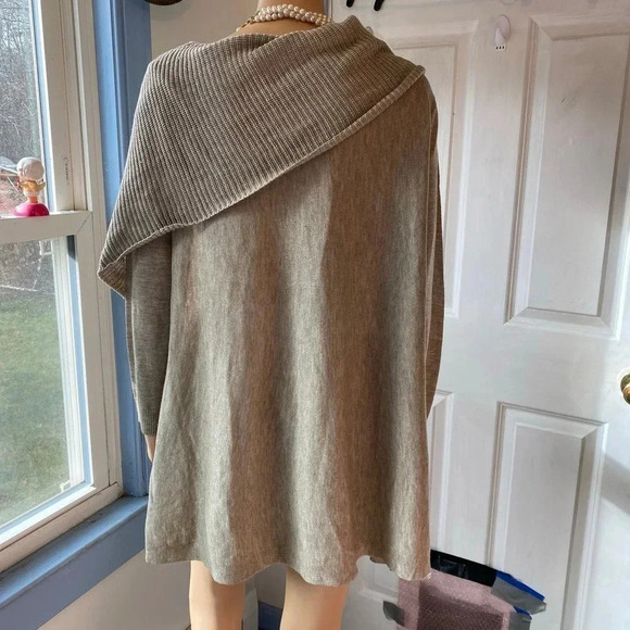 Tempo Paris Beige Knit Cowl Neck Sweater Soft Cozy Light Women Plus 1X Stretch - Picture 5 of 6